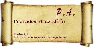 Preradov Arszlán névjegykártya